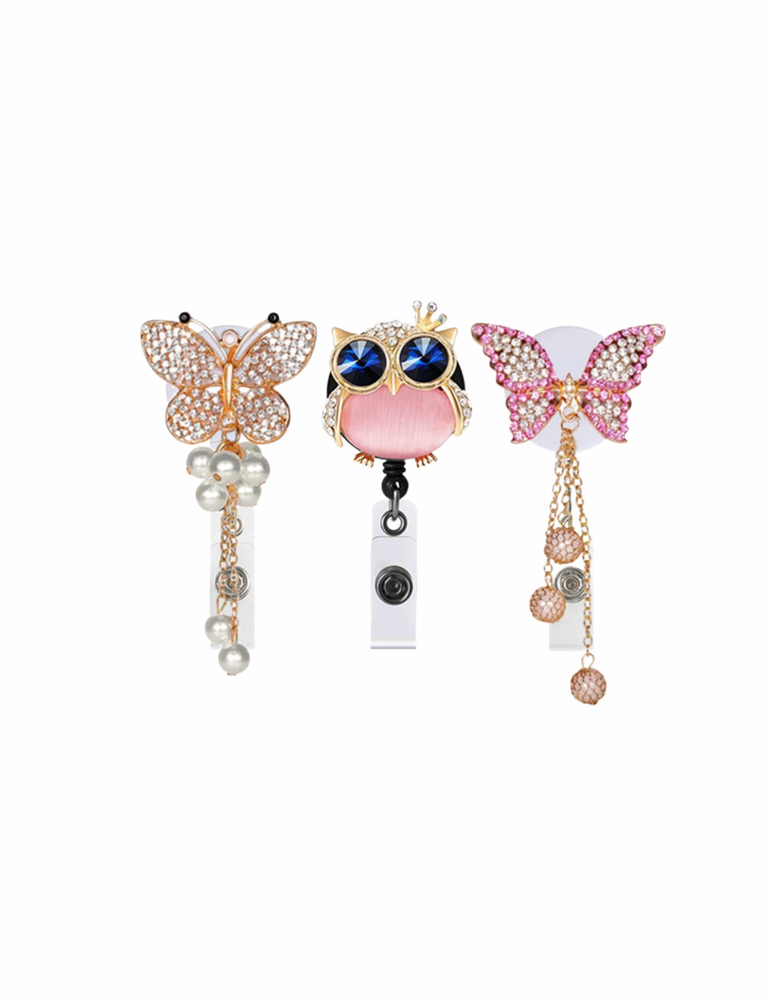 Crystal Owl and Pink & Gold Butterfly