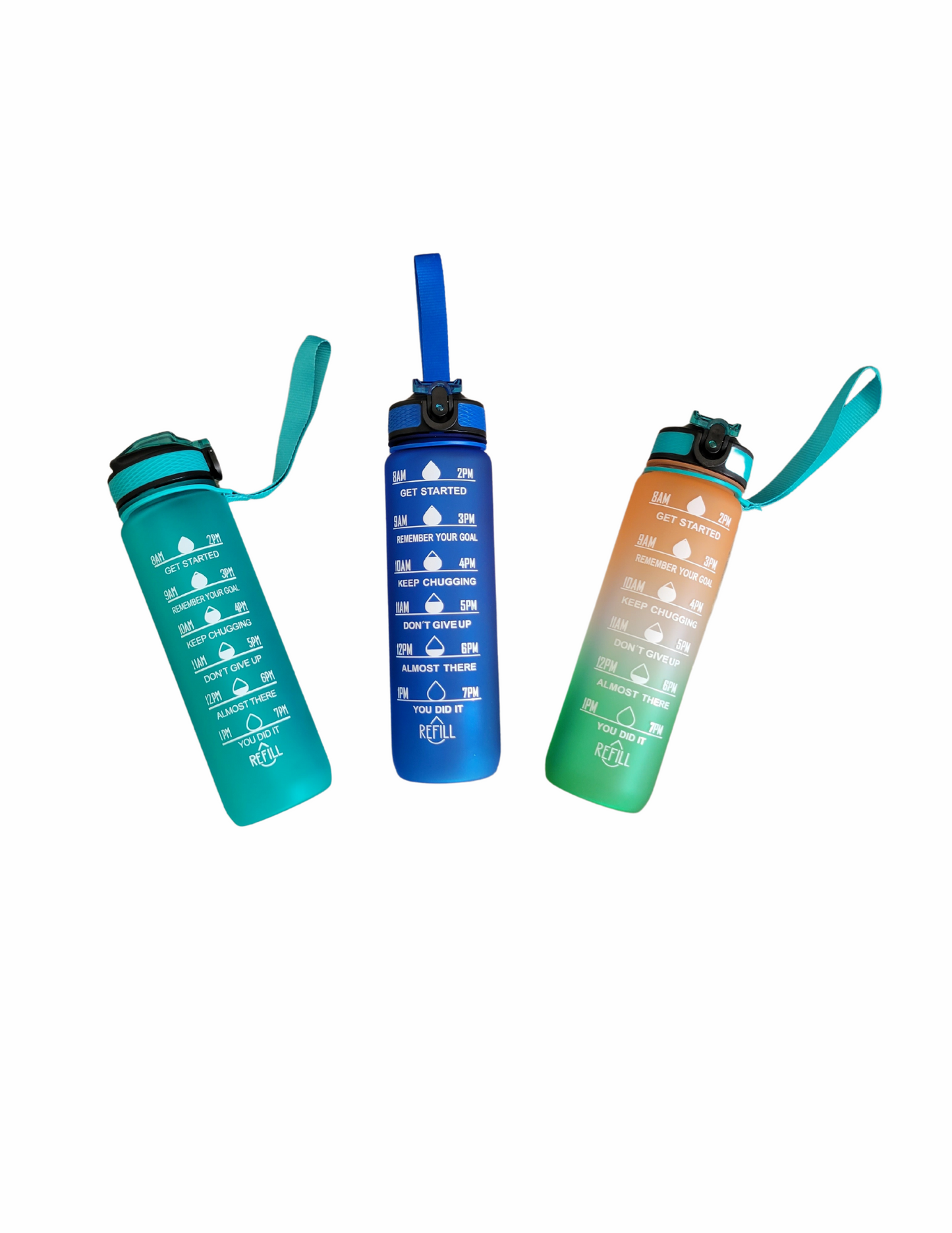 Large Colorful Motivational Water Bottles with straw style