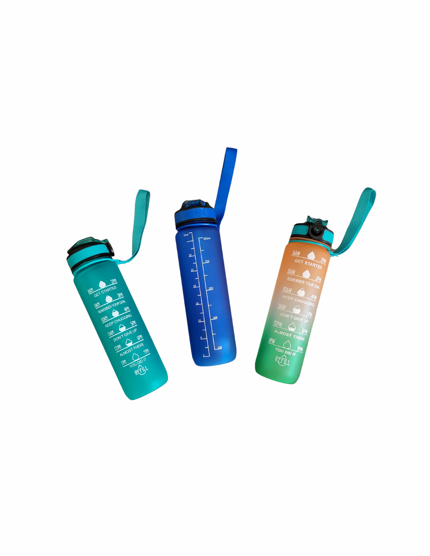Large Colorful Motivational Water Bottles with straw style